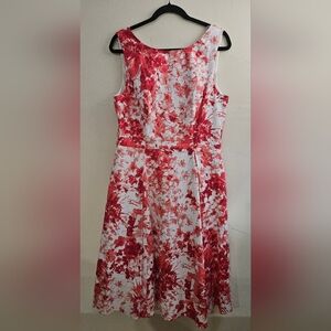 Adrianna Papell floral cotton dress, A-line skirt, size 12.